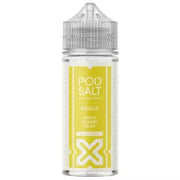 A 100ml bottle of White Gummy Bear flavored e-liquid by Pod Salt Nexus with a 70VG/30PG ratio.